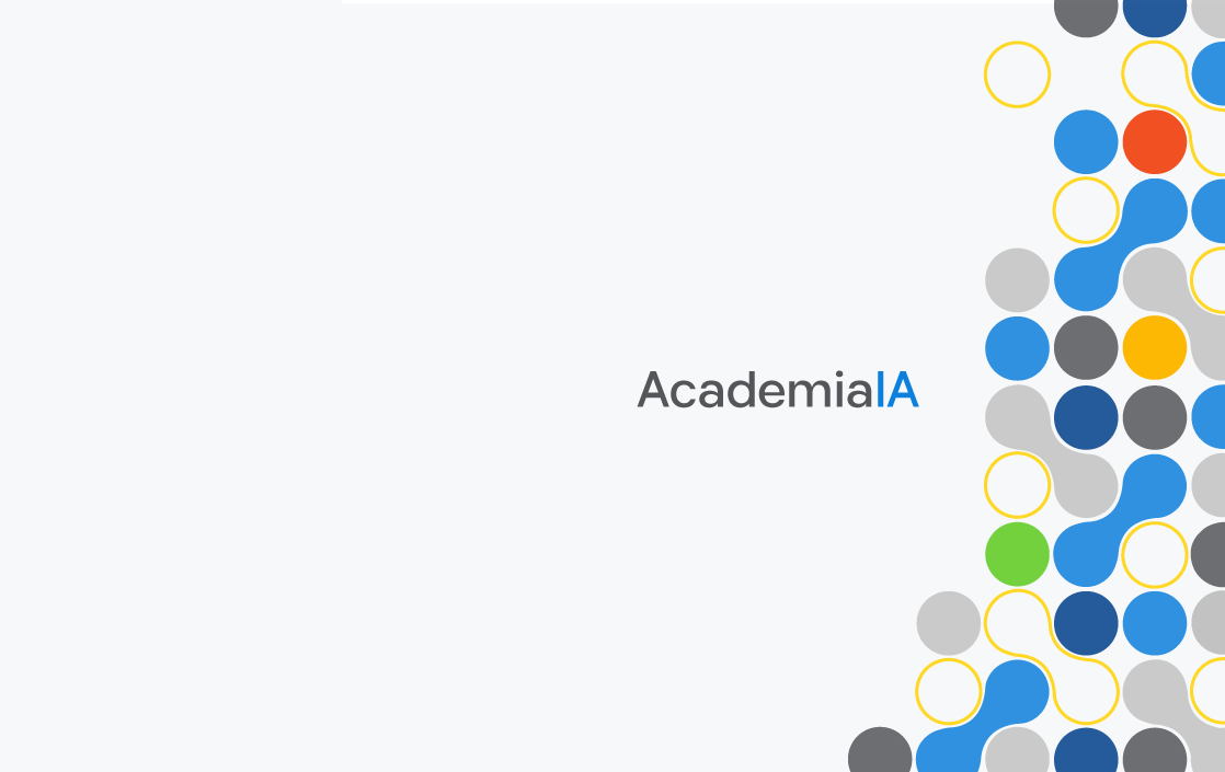 Logotipo de Academia IA con el texto "AcademiaIA" en el centro, rodeado por un diseño de círculos de colores en el borde derecho.